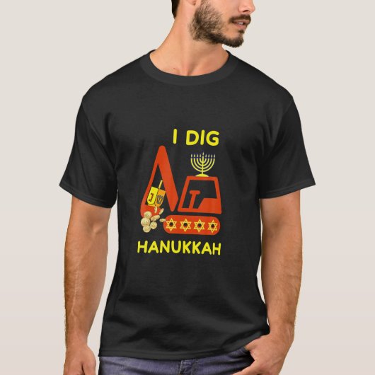 I Dig Hanukkah Crane Construction Kinder Chanukah T-shirt (Voorkant)