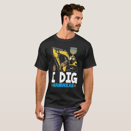 I Dig Hanukkah Excavator Construction Kids Boys Ch T-shirt (Voorkant volledig)
