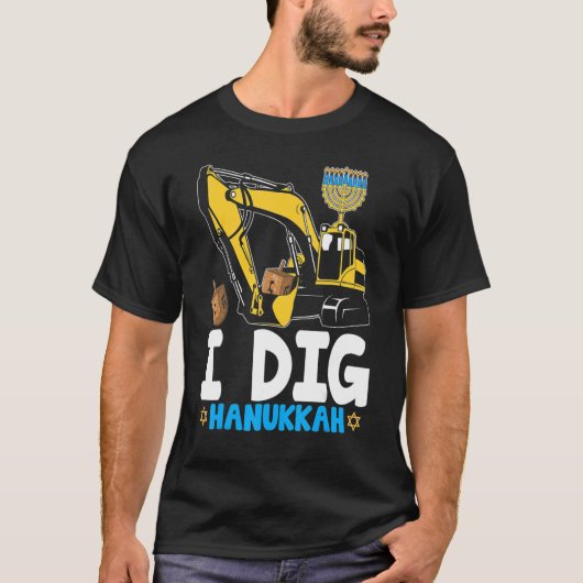 I Dig Hanukkah Excavator Construction Kinder Boys T-shirt (Voorkant)