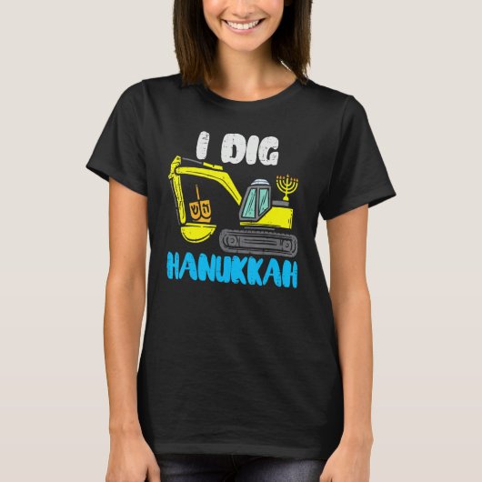 I Dig Hanukkah Excavator Construction Toddler Hanu T-shirt (Voorkant)