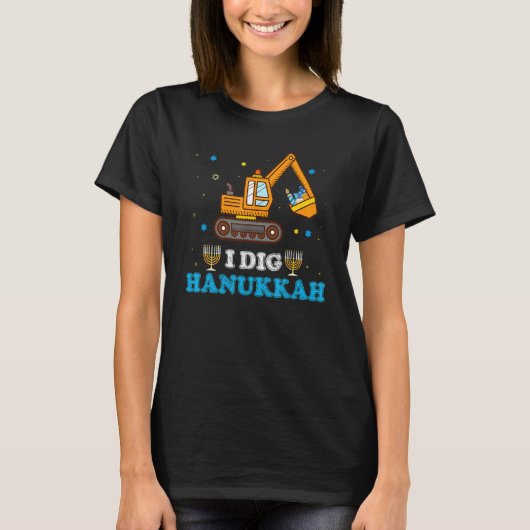 I Dig Hanukkah Excavator Construction Toddler Hanu T-shirt (Voorkant)