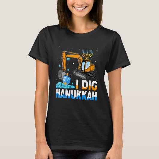 I Dig Hanukkah Excavator Construction Toddler Hanu T-shirt (Voorkant)