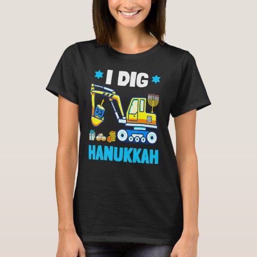 I Dig Hanukkah Excavator Construction Toddler Hanu T-shirt (Voorkant)