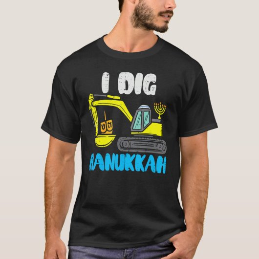 I Dig Hanukkah Excavator Construction Toddler Hanu T-shirt (Voorkant)