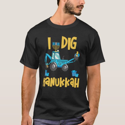 I Dig Hanukkah Sufganiyot Matzah Balls Excavator C T-shirt (Voorkant)