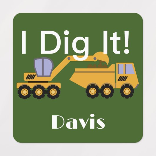 I dig it Design - Small Square Clothing Label (0,7 (Design 1)