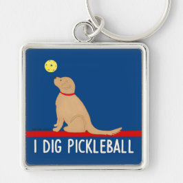 I Dig Pickleball Golden Retriever Keychain