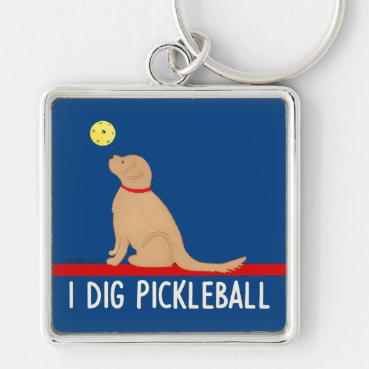 I Dig Pickleball Golden Retriever Keychain (Voorkant)