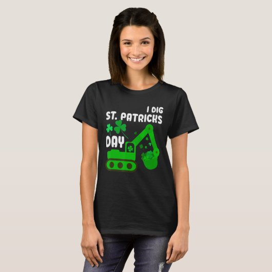 I Dig St Patricks Day graafmachine tractor Kind Ma T-shirt (Voorkant volledig)