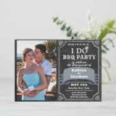 I DO 4 Foto Verloving Chic BBQ Party Uitnodiging (Staand voorkant)