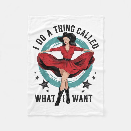 I Do A Thing Called What I Want Retro Cowboy Weste Fleece Deken (Voorkant)