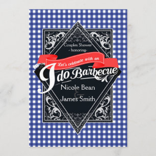 I DO BARBECUE BBQ Blue & Red Checkered Verloving Kaart