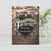 I DO BARBECUE BBQ Rustiek Hout & Lichten Verloving Kaart (Staand voorkant)