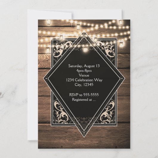 I DO BARBECUE BBQ Rustiek Hout & Lichten Verloving Kaart (Achterkant)