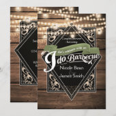 I DO BARBECUE BBQ Rustiek Hout & Lichten Verloving Kaart (Voorkant / Achterkant)