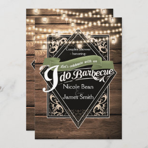 I DO BARBECUE BBQ Rustiek Hout & Lichten Verloving Kaart