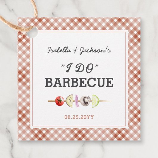 I DO Barbecue Trouw Bruiloft Feest Bedankjes Labels (Voorkant)