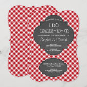 I DO BARBEQUE Verloving Chalk Gingham Invite Kaart (Voorkant / Achterkant)