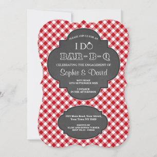 I DO BARBEQUE Verloving Chalk Gingham Invite Kaart