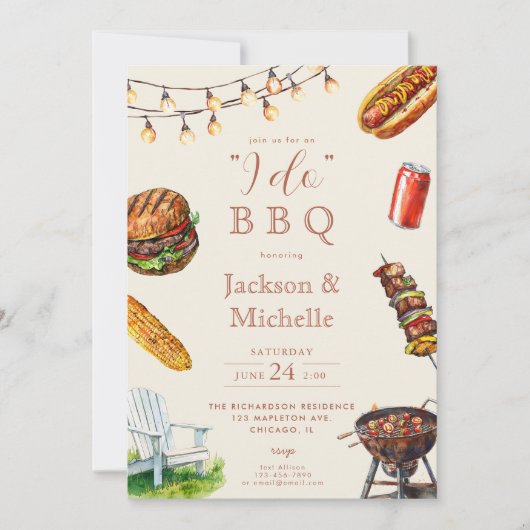 I DO BBQ barbecue koppels vrijgezellenfeest zomer Kaart (Voorkant)