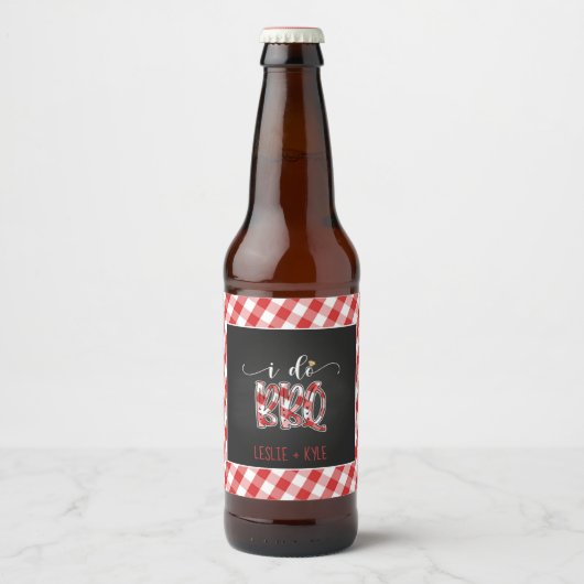 I Do BBQ Beer Fles Label - Red - Custom Bier Etiket (Voorkant)