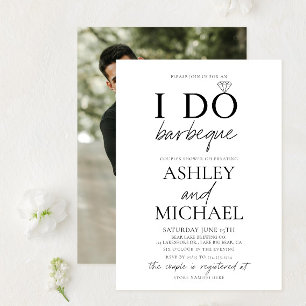 I DO BBQ Black & White Photo Couple Shower Kaart