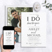 I DO BBQ Black & White Photo Couple Shower Kaart