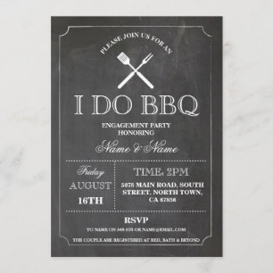 I DO BBQ Chalk Rustic Engagement Party Kaart