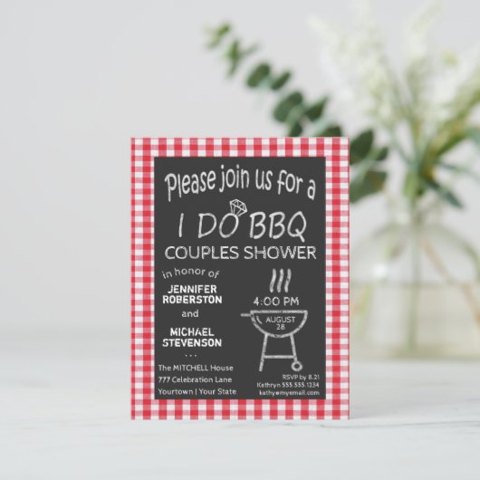 I Do BBQ Chalkboard Couples Shower Kaart (Staand voorkant)