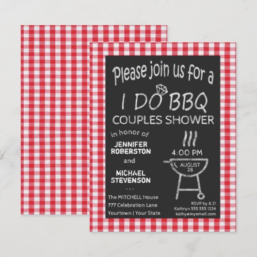 I Do BBQ Chalkboard Couples Shower Kaart (Voorkant / Achterkant)
