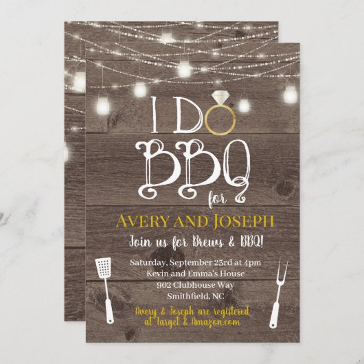 I Do BBQ Couple's Barbecue Shower Invitation Kaart (Voorkant / Achterkant)
