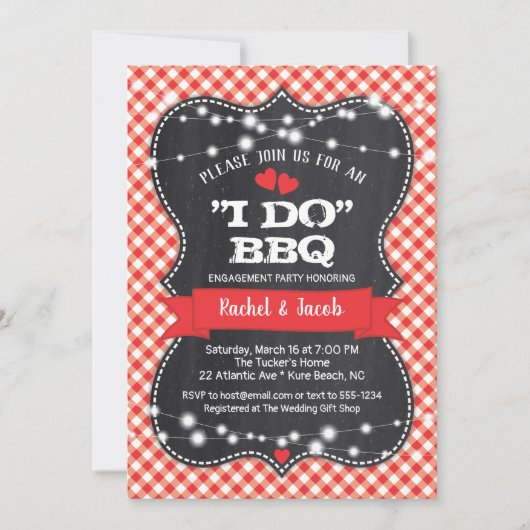 I DO BBQ Couples Co-ed Chalkboard Engagement Party Kaart (Voorkant)