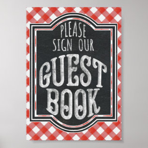 I Do BBQ Couple's Coed Verloving Guest Book Sign Poster