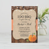 I DO BBQ Couples Shower Burlap Pumpkin Wood Kaart (Staand voorkant)
