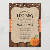 I DO BBQ Couples Shower Burlap Pumpkin Wood