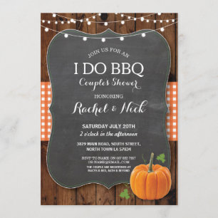 I DO BBQ Couples Shower Chalk Pumpkin Wood Kaart