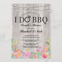 I DO BBQ Couples Shower Lights Wood Flowers nodigt