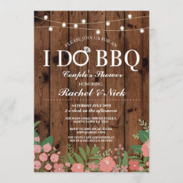 I DO BBQ Couples Shower Lights Wood Flowers nodigt Kaart
