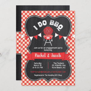 I DO BBQ Couples Shower Red Gingham op Chalkboard Kaart