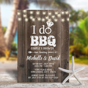 I DO BBQ Couples Shower Rustic Barn Wood Kaart
