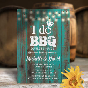 I DO BBQ Couples Shower Rustic Blauwgroen Barn Woo Kaart