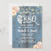 I DO BBQ Couples Shower Rustic Dusty Blue Floral Kaart (Voorkant)