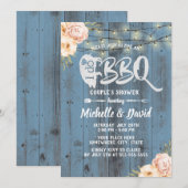 I DO BBQ Couples Shower Rustic Dusty Blue Floral Kaart (Voorkant / Achterkant)