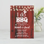 I DO BBQ Couples Shower Rustic Red Barn Wood Kaart (Staand voorkant)
