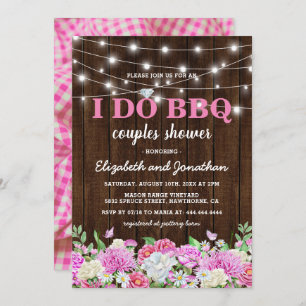 I Do BBQ Couples Shower   Rustige roze Floral Kaart