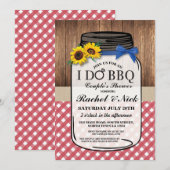 I DO BBQ Couples Sunflower Shower Jar Red Chalk Kaart (Voorkant / Achterkant)