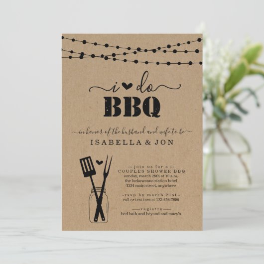 I Do BBQ Couples Wedding Vrijgezellenfeest Verlovi Kaart (Staand voorkant)