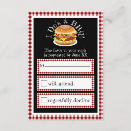 I Do BBQ en Gingham Hamburger Casual Bruiloft RSVP