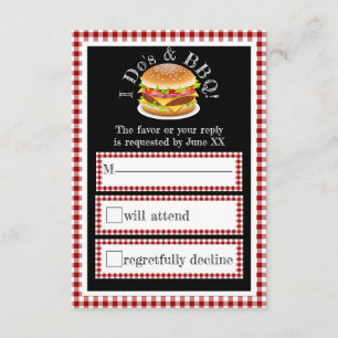 I Do BBQ en Gingham Hamburger Casual Bruiloft RSVP Kaartje