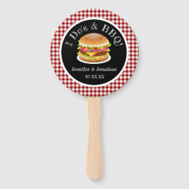I Do BBQ en Red Gingham Hamburger Casual bruiloft Handwaaier